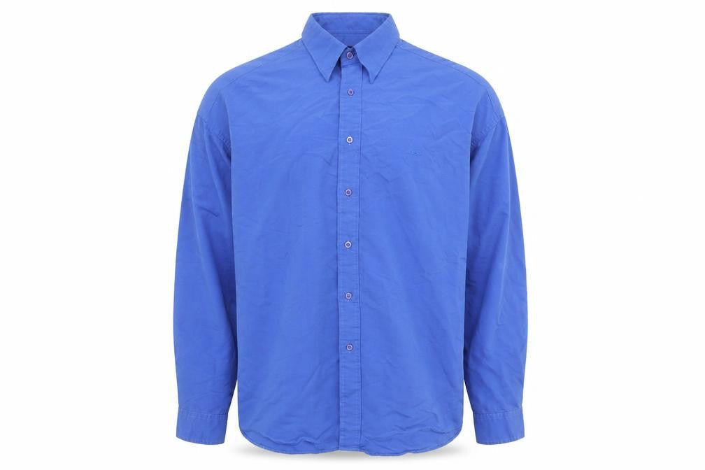 André Men's Blue Long Sleeve Regular Fit Button-Up Shirt Size L