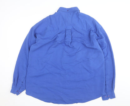 André Men's Blue Long Sleeve Regular Fit Button-Up Shirt Size L