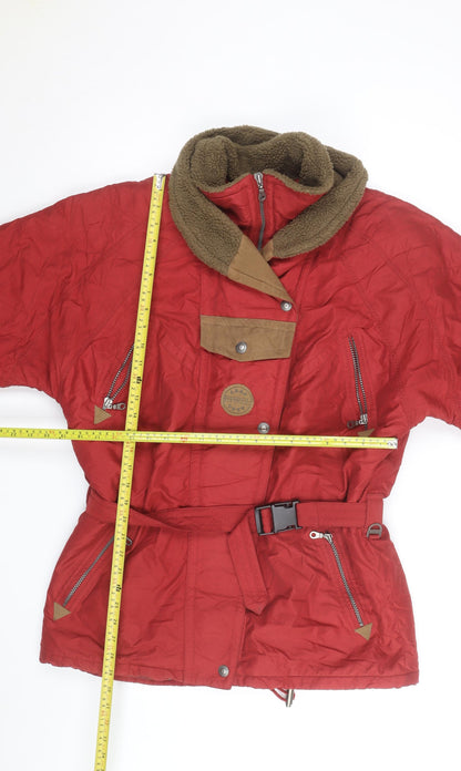 Energie Women Red Faux Fur Lined Parka Jacket Size 12