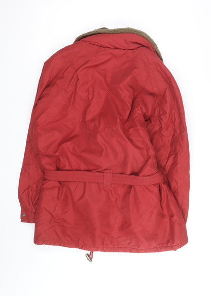 Energie Women Red Faux Fur Lined Parka Jacket Size 12
