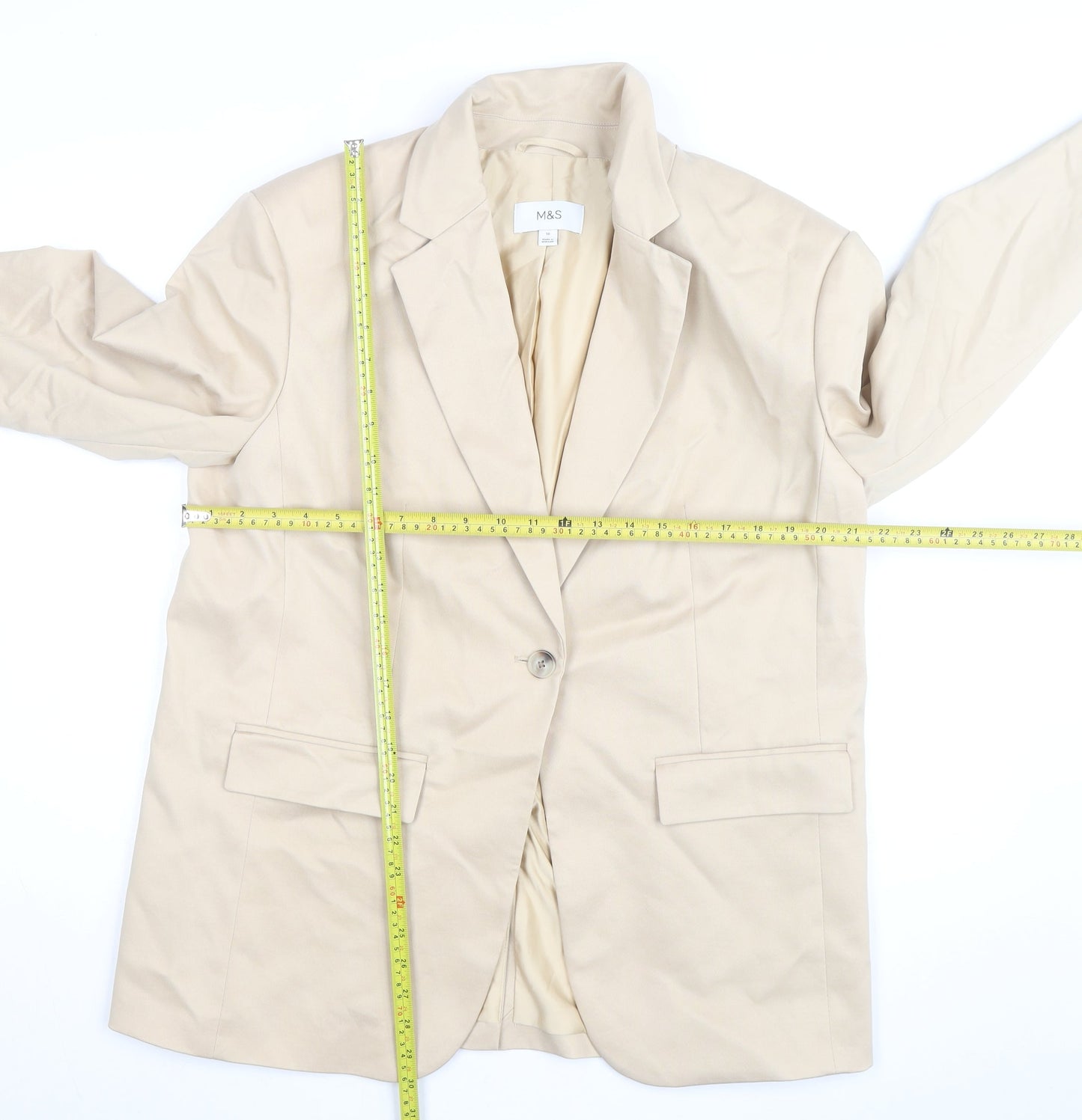 Marks and Spencer Women's Beige Blazer Size 16 Classic Twill Jacket