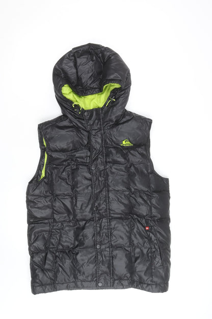 Quiksilver Men's Black XL Hooded Puffer Gilet Waistcoat