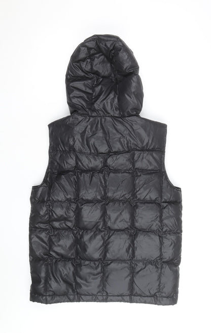 Quiksilver Men's Black XL Hooded Puffer Gilet Waistcoat