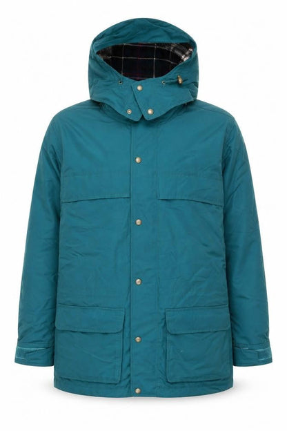 Eddie Bauer Men's Green Nylon Parka Jacket M Hooded Lined