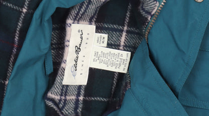 Eddie Bauer Men's Green Nylon Parka Jacket M Hooded Lined