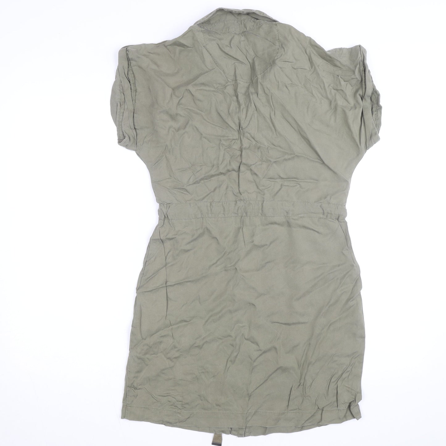 Cache Cache Women Green Short Sleeve Shirt Dress Size 8