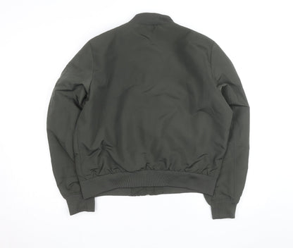Vero Moda Unisex Green Bomber Jacket Lined Ruffle Zip Size L