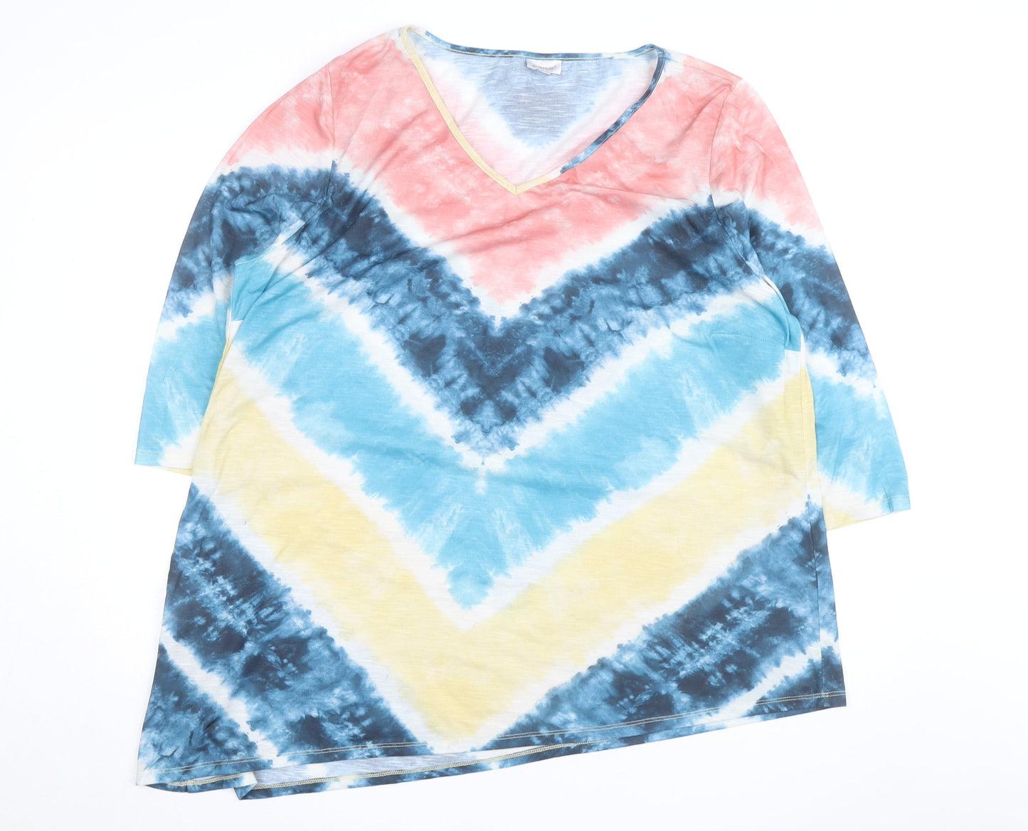 Avenue Women’s Multicoloured V-Neck Tunic Top Size 22 3/4 Sleeve