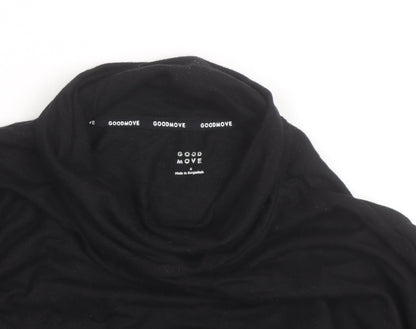 Marks and Spencer Goodmove Women's Black Size 16 High Neck Drawstring Sweatshirt