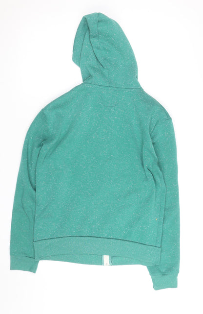 Benetton Men's Green Full Zip Hoodie Small Regular Fit Fleece