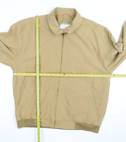 Aldon Men's Beige Bomber Jacket M Collared Full Zip Casual Outerwear