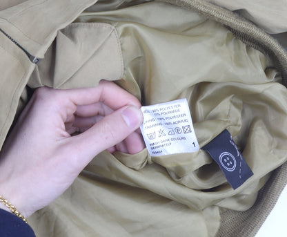 Aldon Men's Beige Bomber Jacket M Collared Full Zip Casual Outerwear