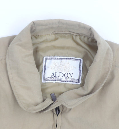 Aldon Men's Beige Bomber Jacket M Collared Full Zip Casual Outerwear
