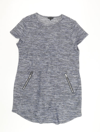 New Look Women’s Grey Knit Short Sleeve Zip Pocket T-Shirt Dress Size 16