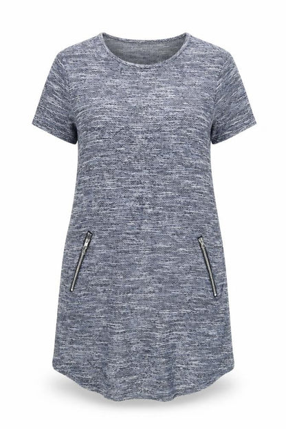 New Look Women’s Grey Knit Short Sleeve Zip Pocket T-Shirt Dress Size 16