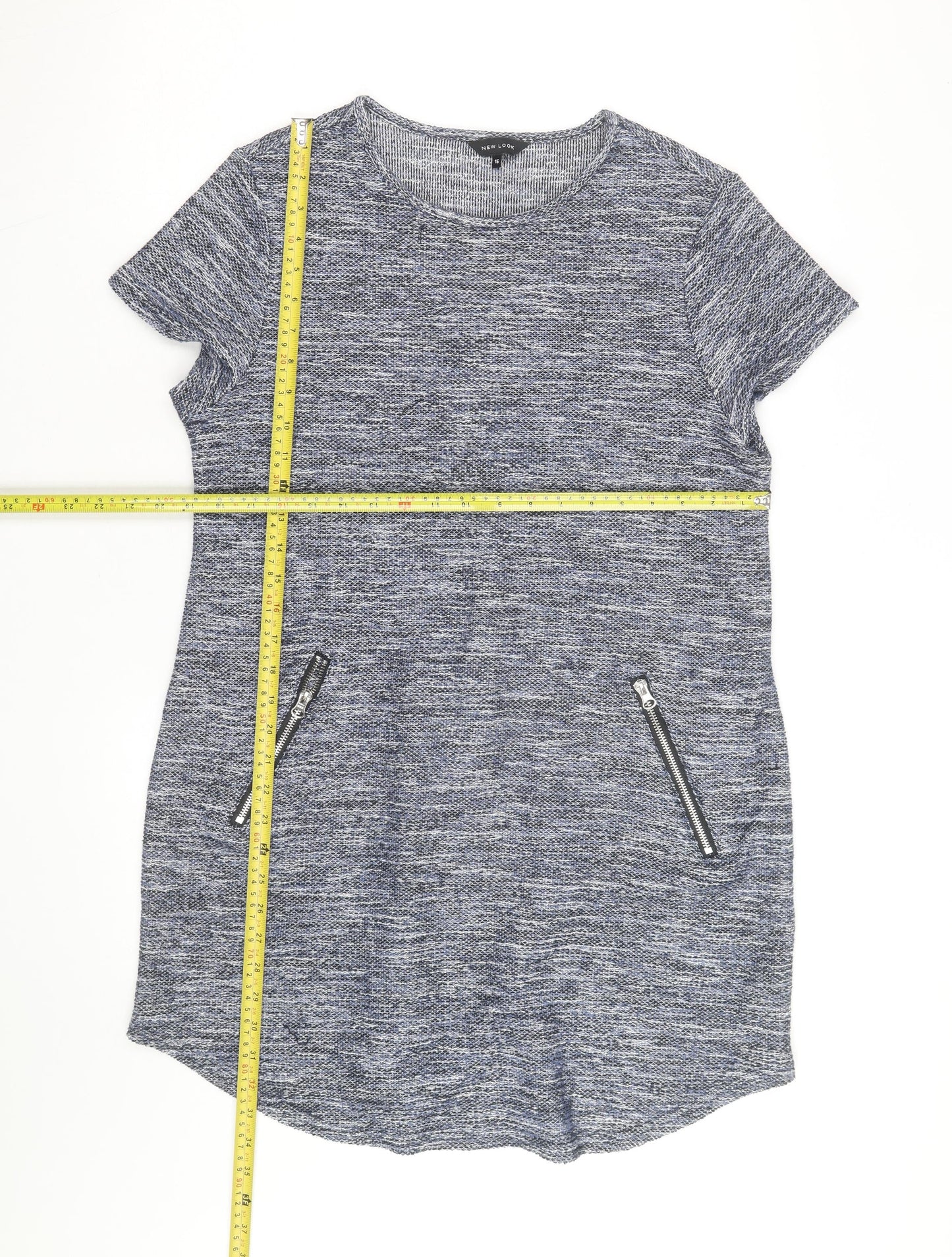 New Look Women’s Grey Knit Short Sleeve Zip Pocket T-Shirt Dress Size 16