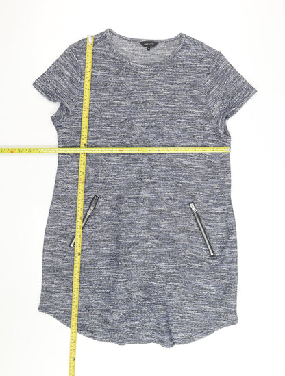 New Look Women’s Grey Knit Short Sleeve Zip Pocket T-Shirt Dress Size 16