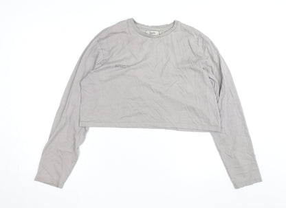 Pangaia Womens Grey Cropped Long Sleeve Organic Cotton T-Shirt XL