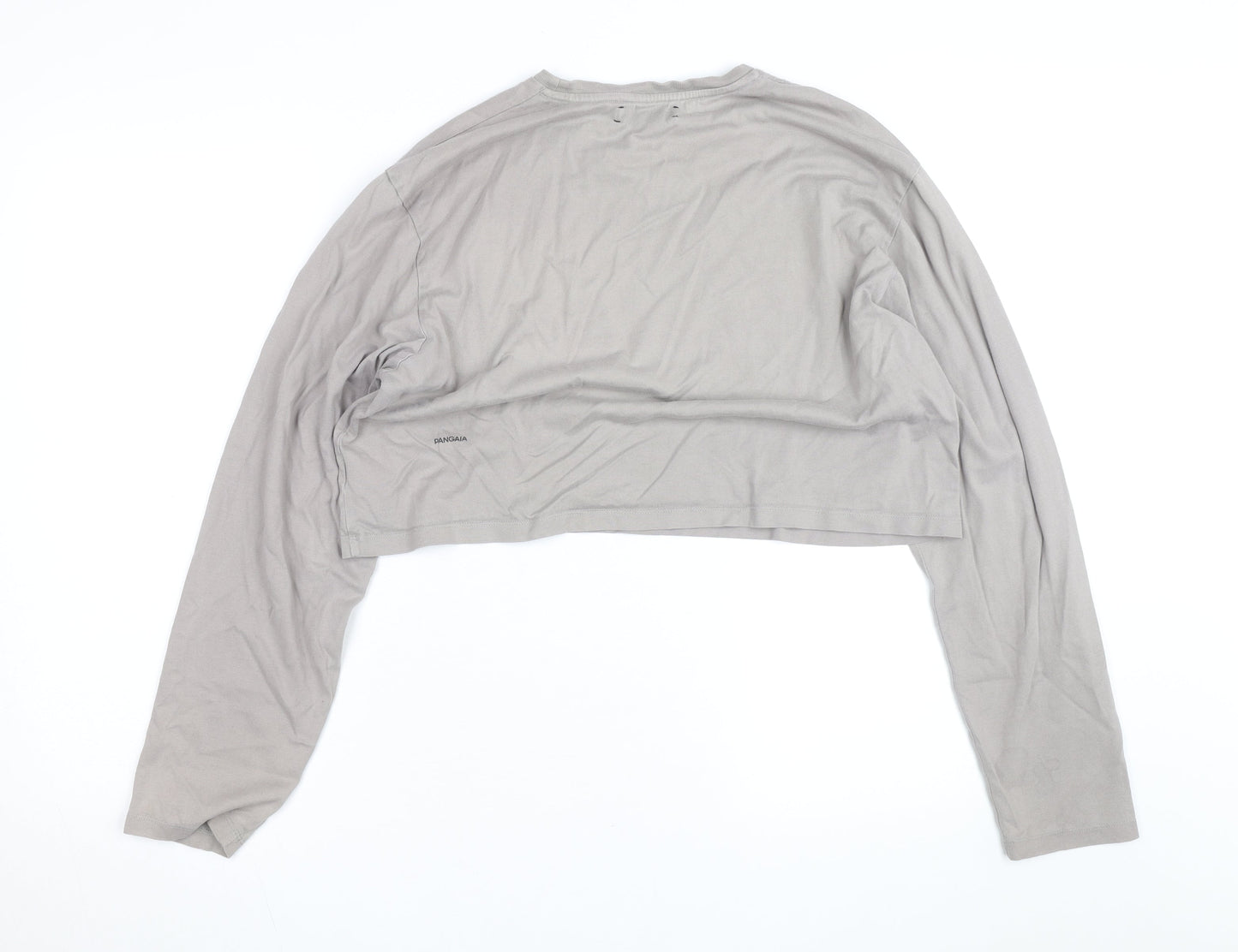 Pangaia Womens Grey Cropped Long Sleeve Organic Cotton T-Shirt XL