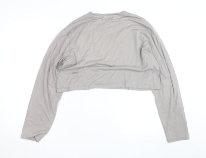 Pangaia Womens Grey Cropped Long Sleeve Organic Cotton T-Shirt XL