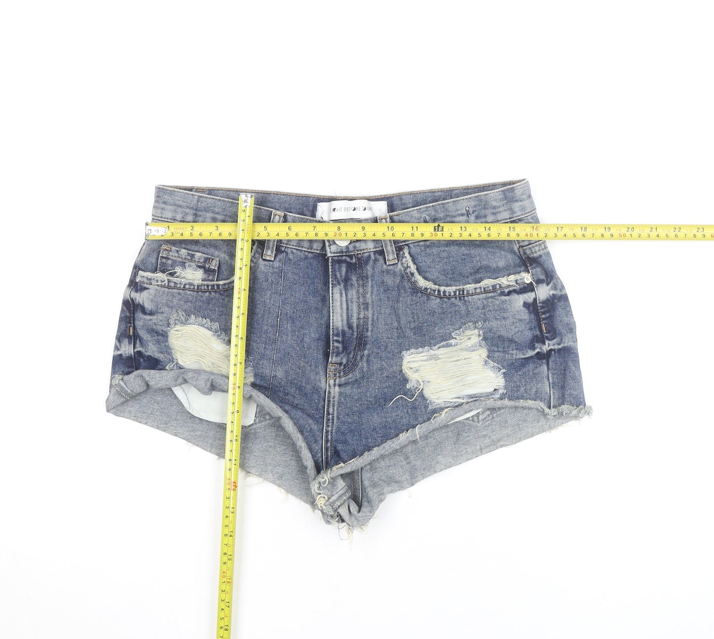 Light Before Dark Womens Blue Denim Hot Pants Shorts Size M