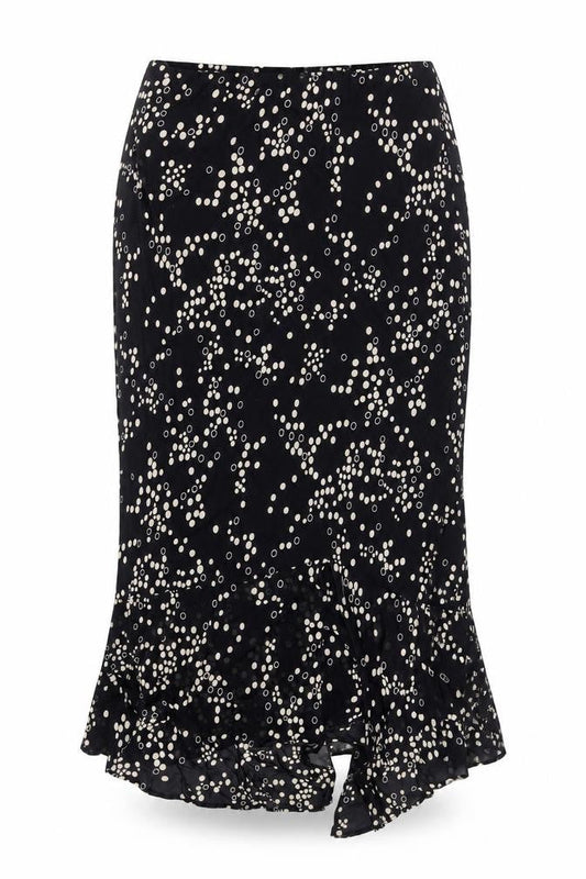 J Taylor Women's Black Polka Dot Midi Trumpet Skirt Size 14