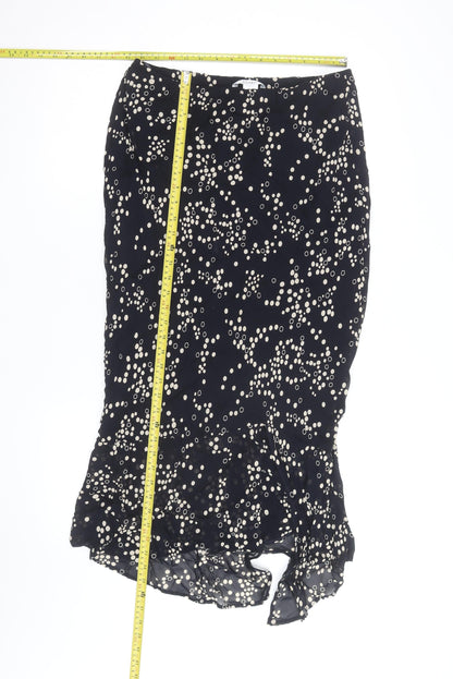 J Taylor Women's Black Polka Dot Midi Trumpet Skirt Size 14