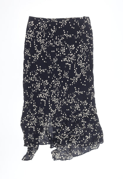 J Taylor Women's Black Polka Dot Midi Trumpet Skirt Size 14