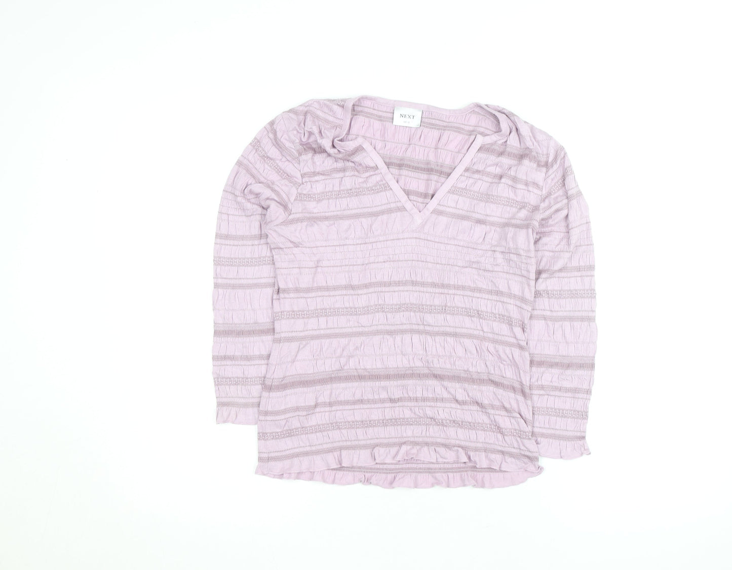 Next Women’s Pink Striped V-Neck Long Sleeve Knit Blouse Size 12