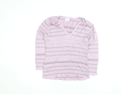 Next Women’s Pink Striped V-Neck Long Sleeve Knit Blouse Size 12