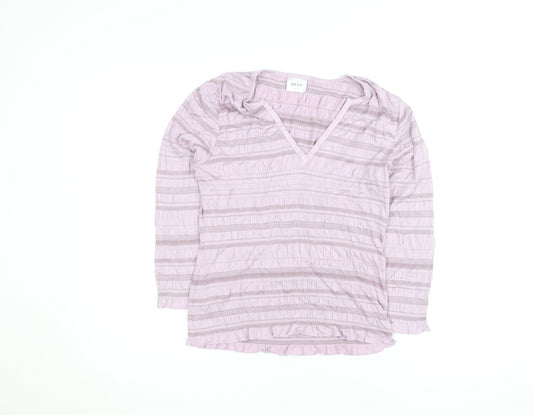 Next Women’s Pink Striped V-Neck Long Sleeve Knit Blouse Size 12