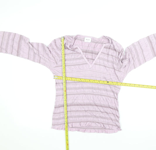 Next Women’s Pink Striped V-Neck Long Sleeve Knit Blouse Size 12