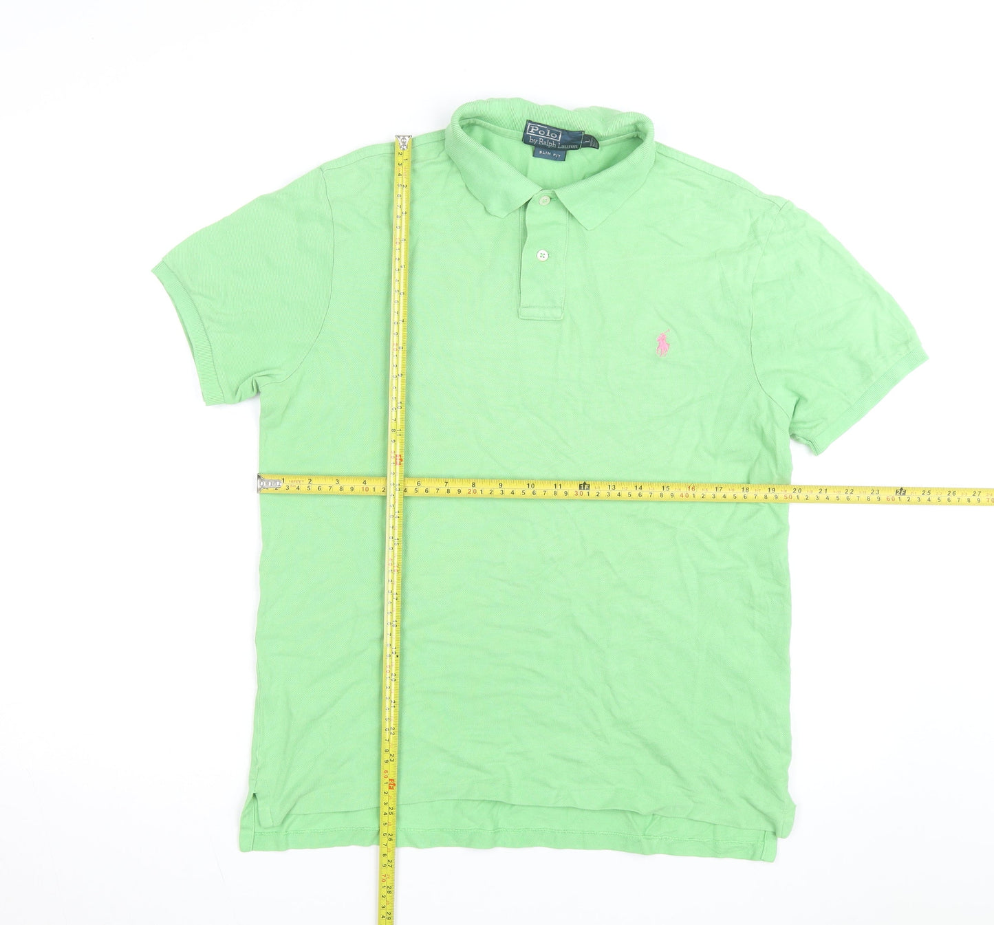 Ralph Lauren Men’s Green Slim Fit Polo Shirt L Cotton Embroidered Logo