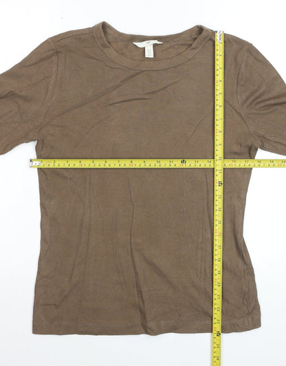 H&M Women Brown Basic Long Sleeve Jersey T-Shirt XL
