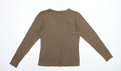 H&M Women Brown Basic Long Sleeve Jersey T-Shirt XL