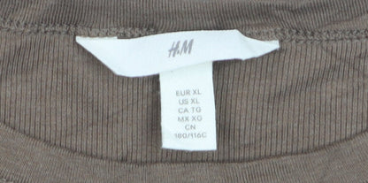 H&M Women Brown Basic Long Sleeve Jersey T-Shirt XL