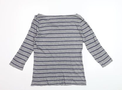 Gap Women’s Grey Striped Boat Neck 3/4 Sleeve Jersey Top Size M