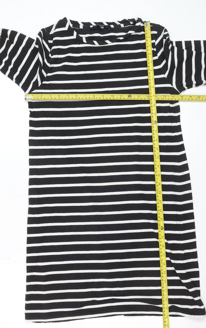 French Connection Women’s Black White Striped Long Sleeve Tunic Top Size 14