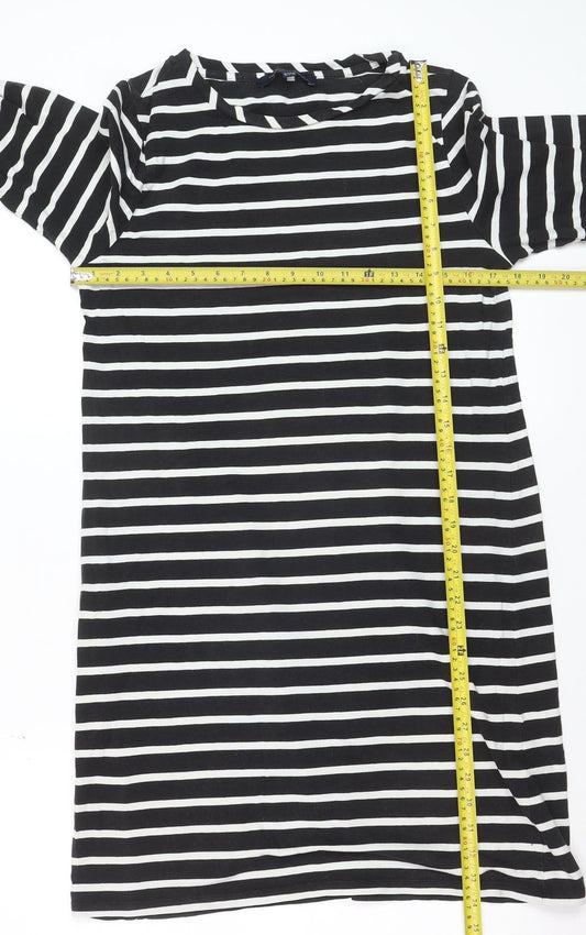 French Connection Women’s Black White Striped Long Sleeve Tunic Top Size 14