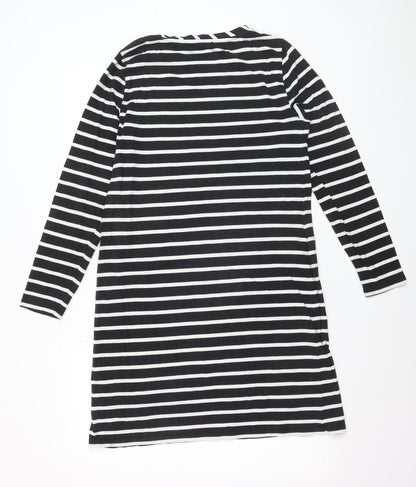French Connection Women’s Black White Striped Long Sleeve Tunic Top Size 14