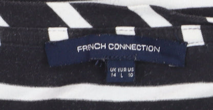 French Connection Women’s Black White Striped Long Sleeve Tunic Top Size 14
