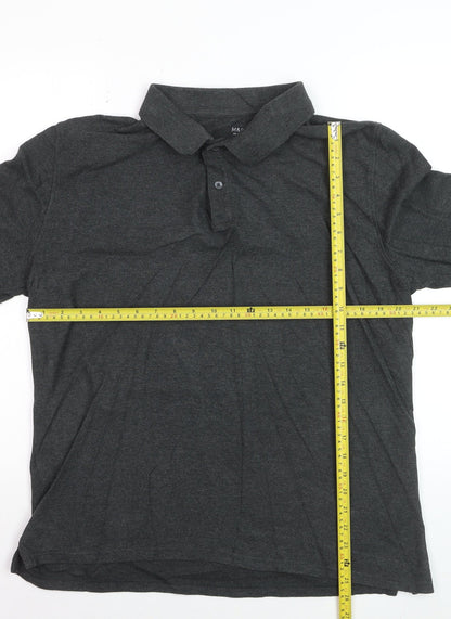 Marks and Spencer Men’s Grey Pure Cotton Long Sleeve Polo Shirt L
