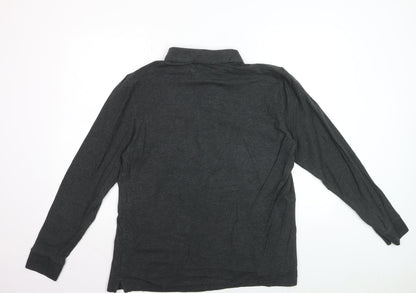 Marks and Spencer Men’s Grey Pure Cotton Long Sleeve Polo Shirt L