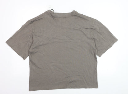 SAINTABLETT Women's Beige Short Sleeve Cotton T-Shirt M
