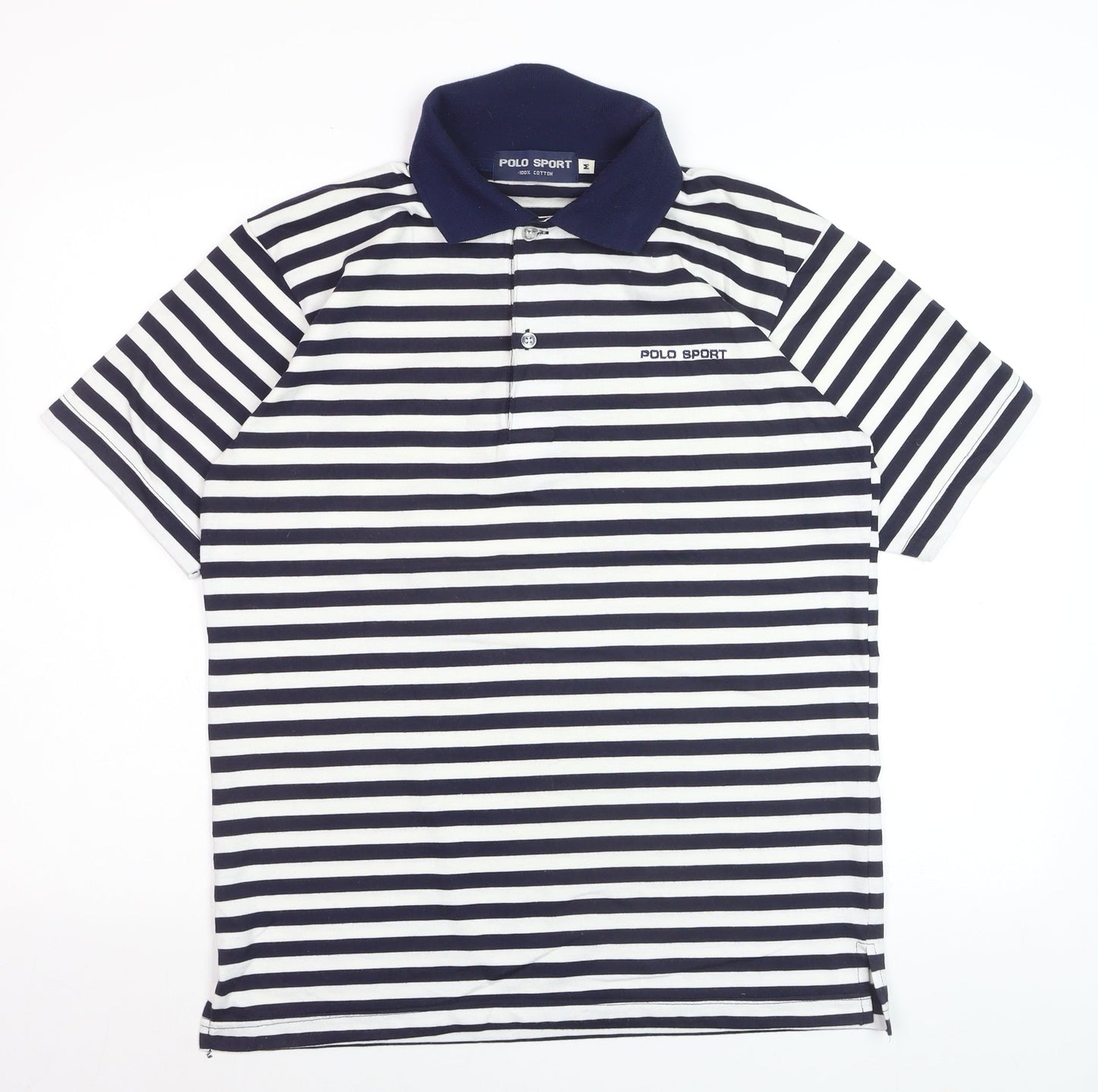 Polo Sport Men's Blue Striped Cotton Short Sleeve Polo Shirt M