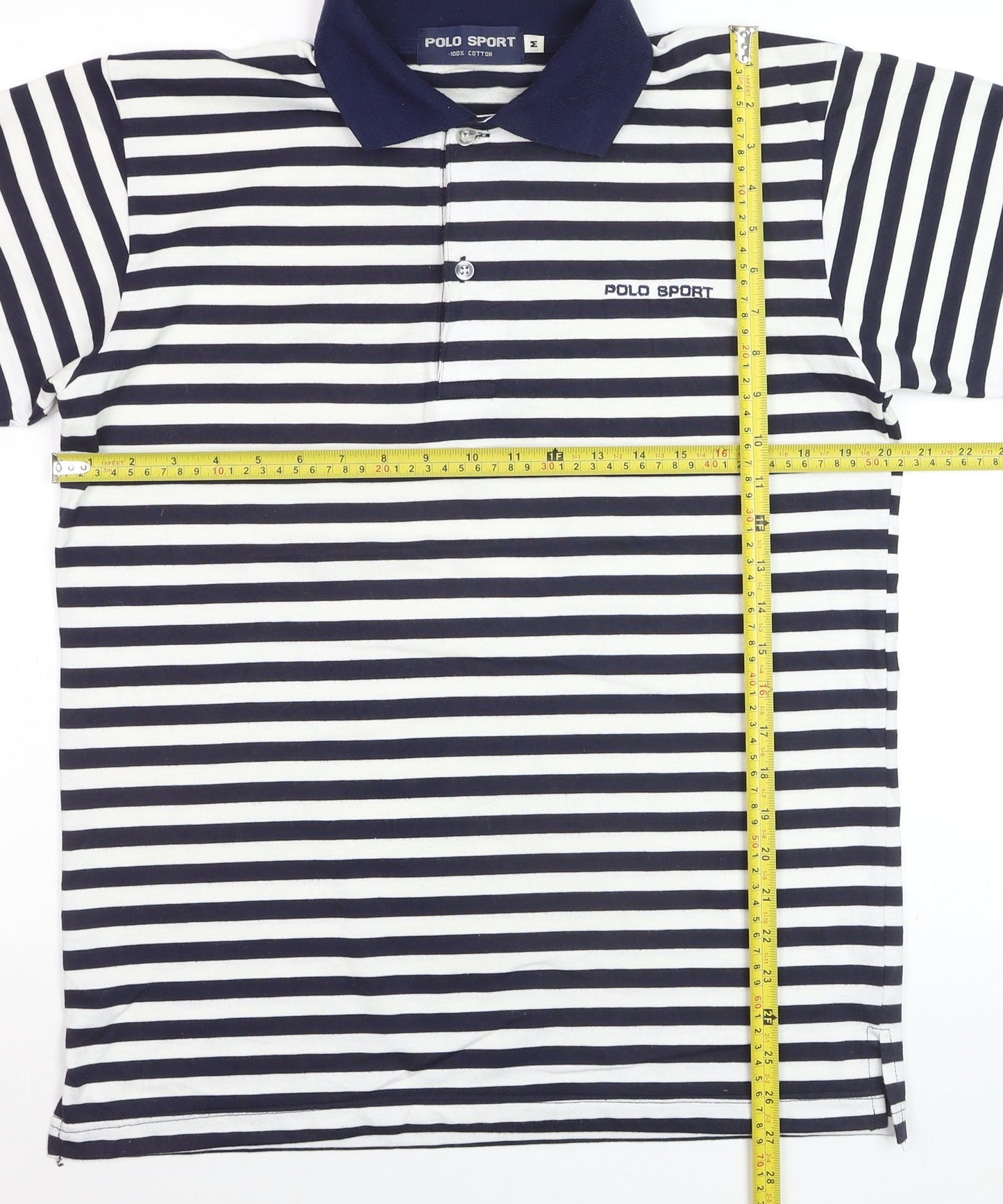 Polo Sport Men's Blue Striped Cotton Short Sleeve Polo Shirt M