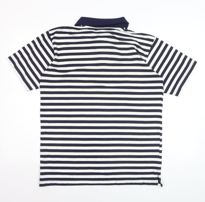 Polo Sport Men's Blue Striped Cotton Short Sleeve Polo Shirt M