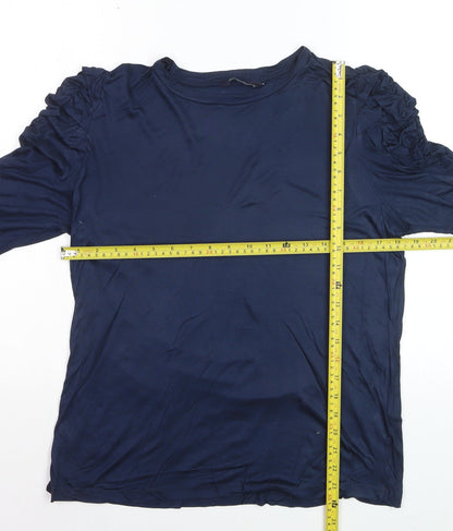 Marks and Spencer Women's Blue Long Sleeve Ruffle Blouse Size 14