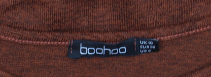 Boohoo Women’s Brown Long Sleeve Bodycon Tie Dress Size 10