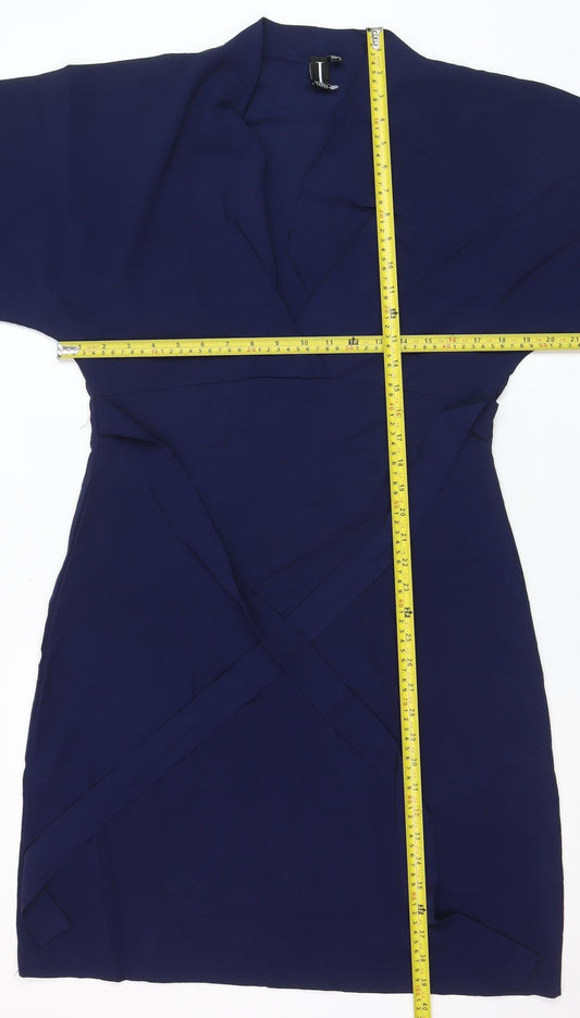 Izabel London Women's Blue Size 8 Wrap Knee Length Dress
